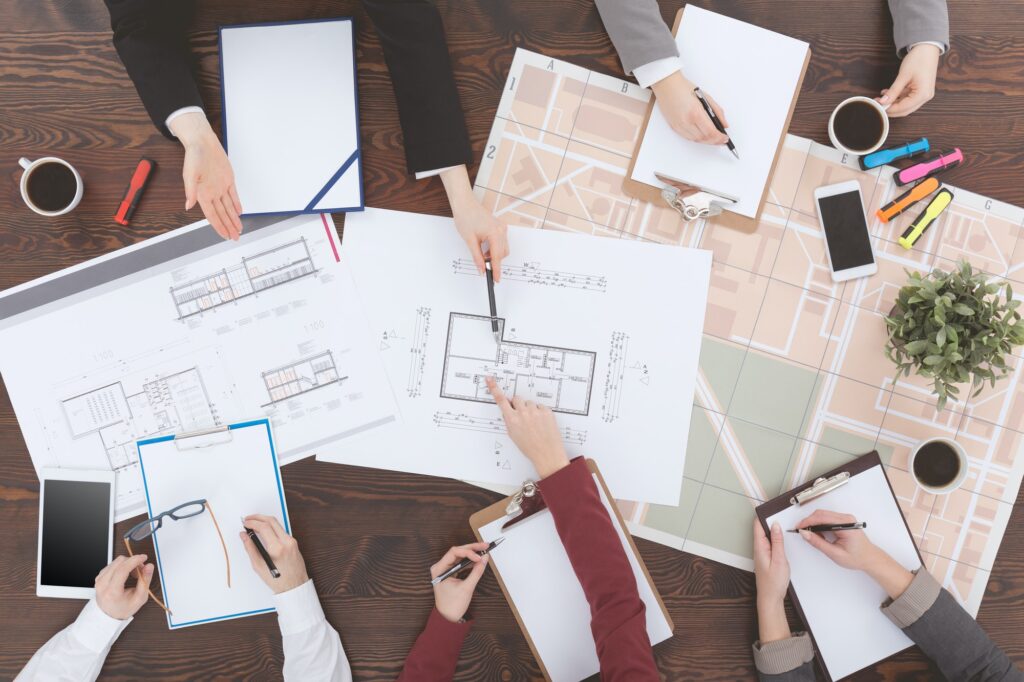 Architects analyzing projects